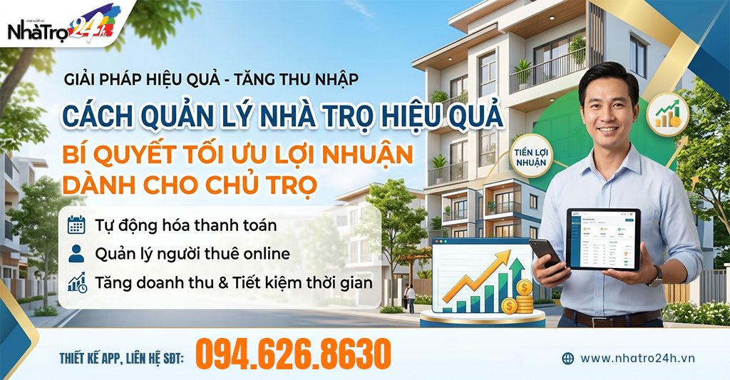 Cách Quản Lý Nhà Trọ Hiệu Quả: Bí Quyết Tối Ưu Lợi Nhuận Dành Cho Chủ Trọ - Hướng dẫn phần mềm quản lý nhà trọ